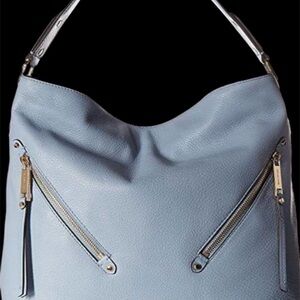 MICHAEL Michael Kors Light Blue Evie Pebbled Leather Shoulder Hobo Bag